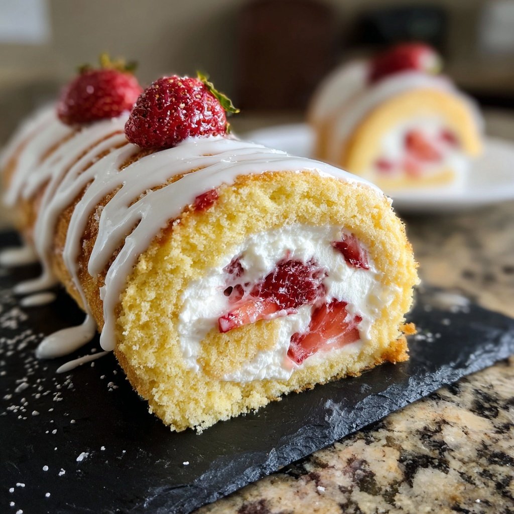 Erdbeer Biskuitrolle