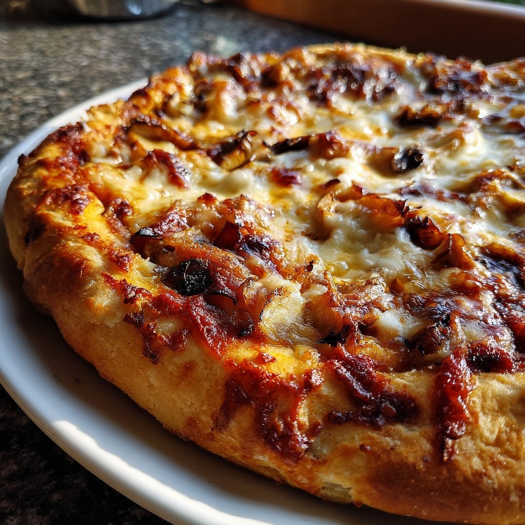 Pizza mit Pilzen und Mozzarella