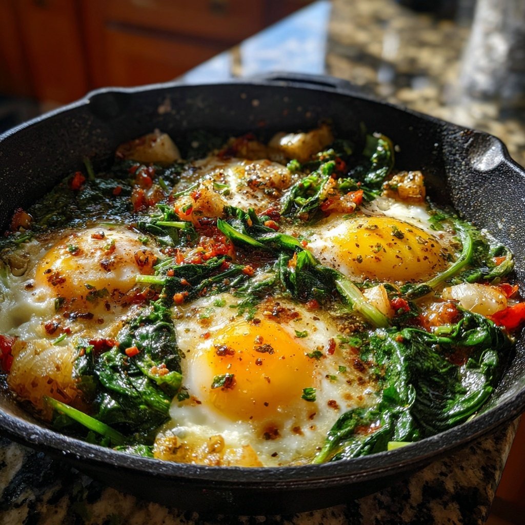 Kalorienarme Spinat Pfanne Mit Ei